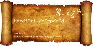 Maróti Árpád névjegykártya